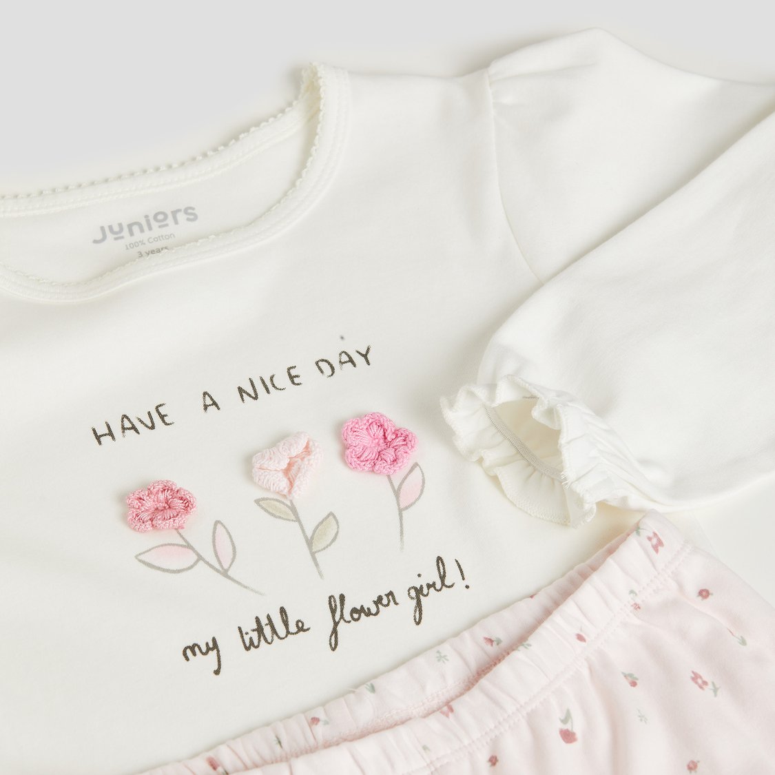 Juniors Applique T-shirt with Pyjama Set