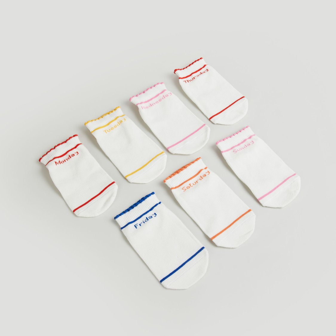 Juniors Striped No Show Socks - Pack of 7