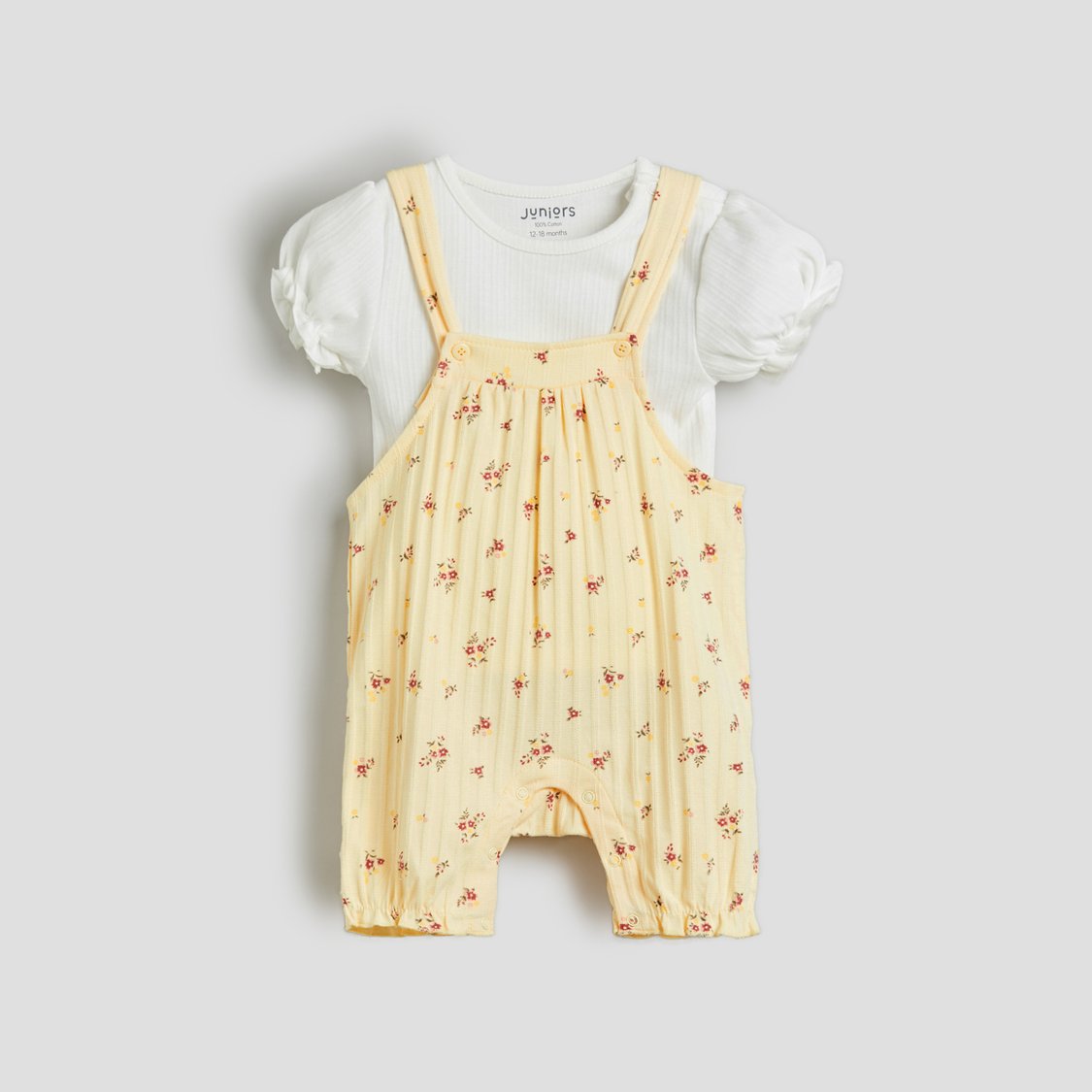 Juniors Printed Dungaree and T-shirt Set