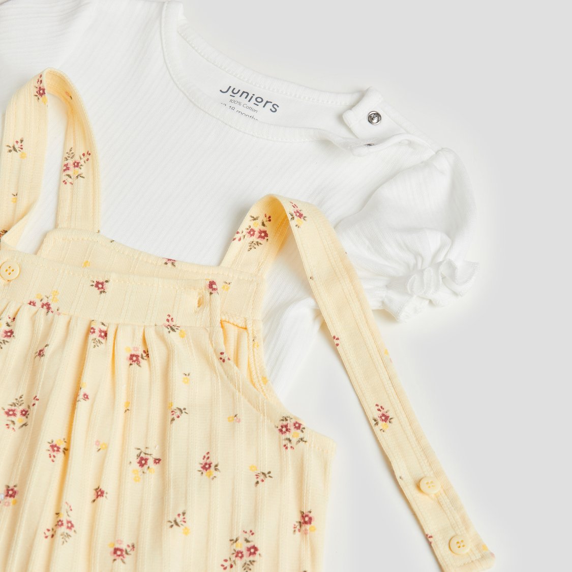 Juniors Printed Dungaree and T-shirt Set