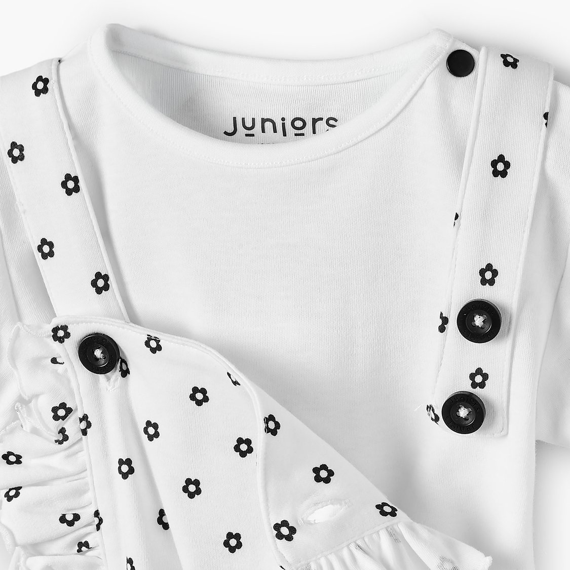 Juniors Floral Print Dungaree and Top Set