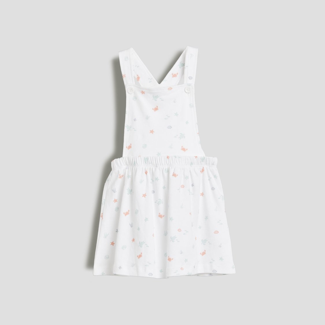 Juniors Printed Pinafore Dress with T-shirt