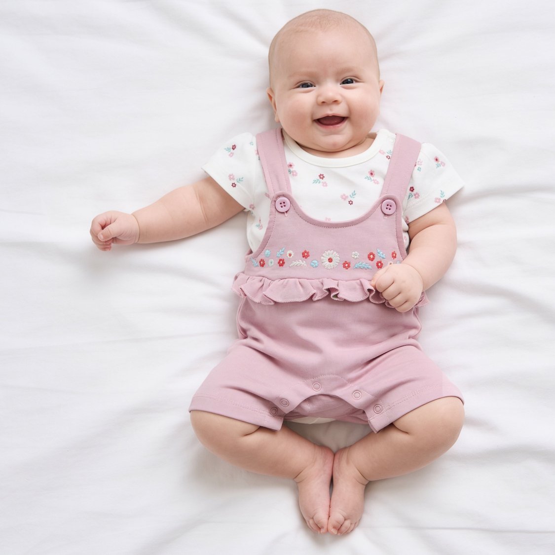 Juniors Embroidered Dungaree and T-shirt Set