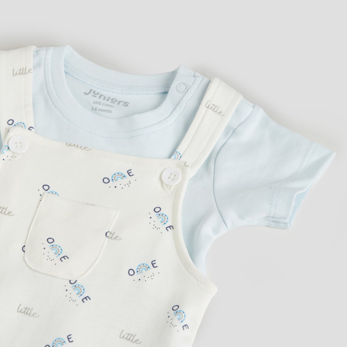 Juniors Printed Dungaree with T-shirt Set
