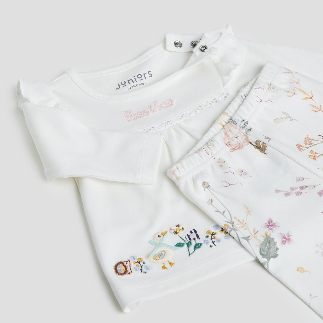 Juniors Embroidered Top & Pyjama Set