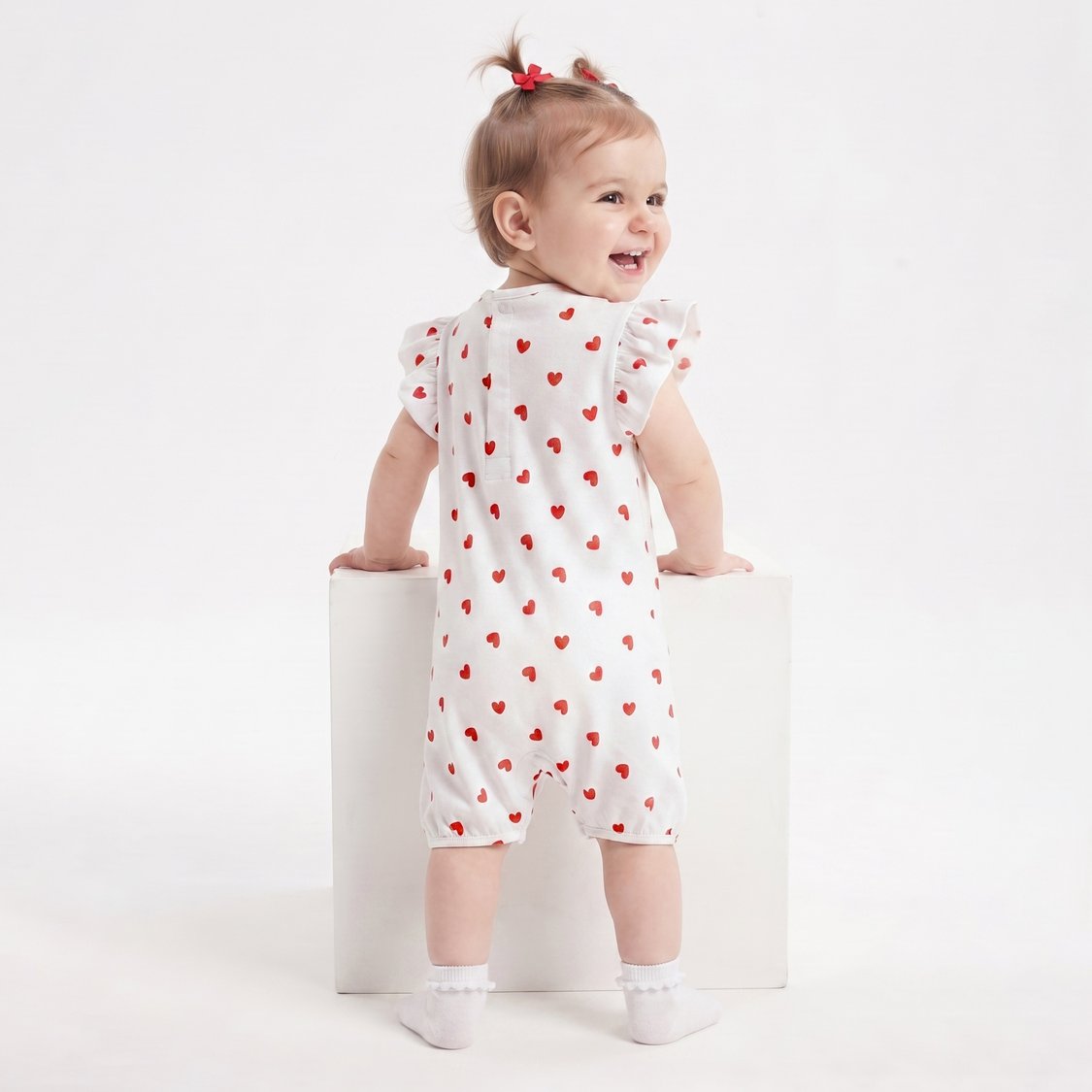 Juniors Heart Print Rompers