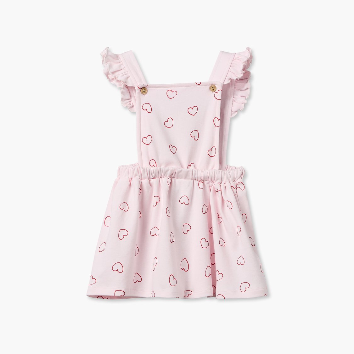 Juniors Heart Print Pinafore Dress with T-shirt