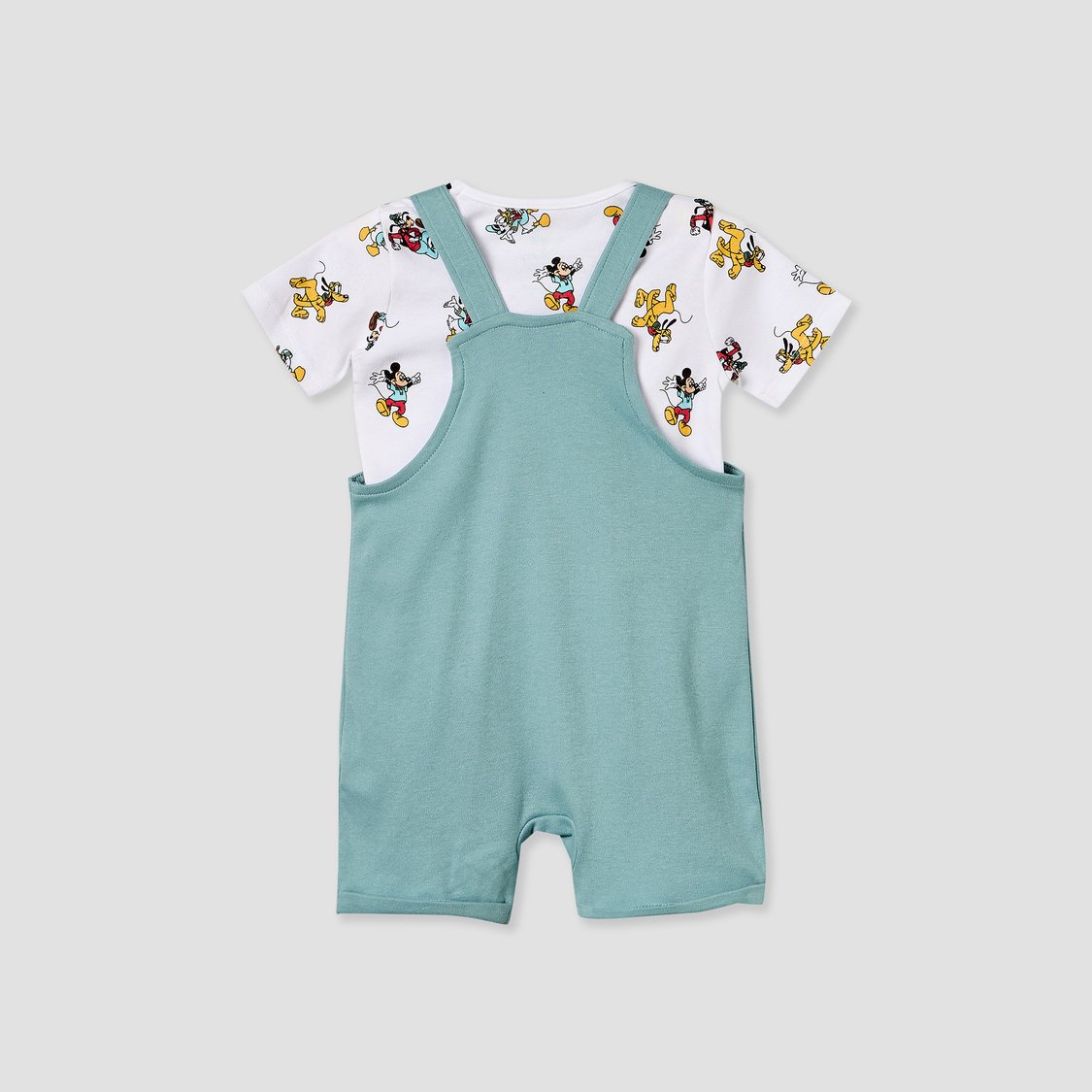 Juniors Mickey Mouse and Friends Print T-shirt & Dungaree Set
