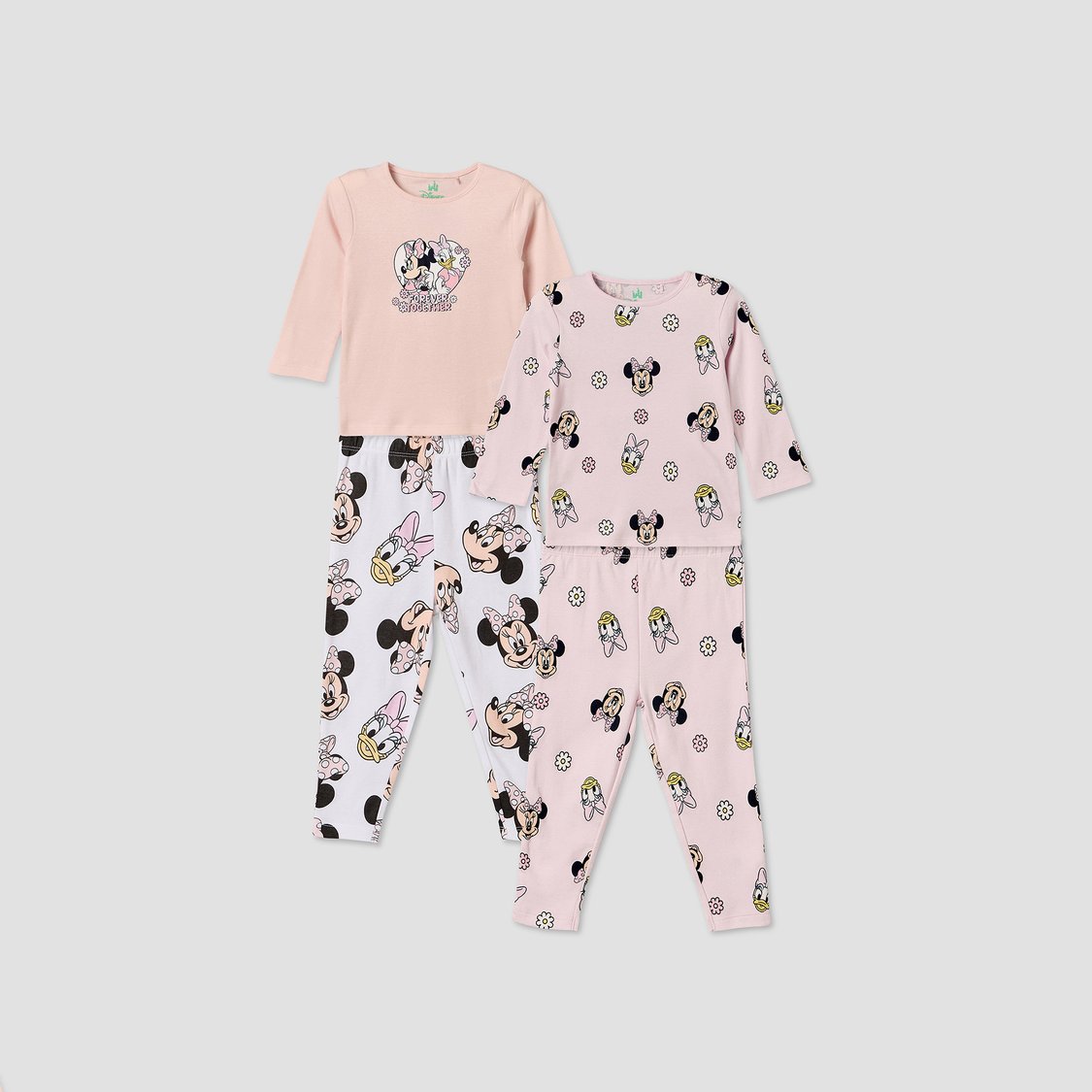 Juniors Minnie Mouse & Daisy Duck Print T-shirt & Pyjama Sets - Pack of 2