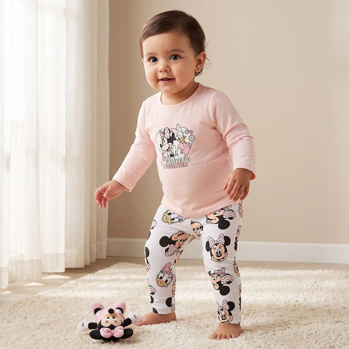 Juniors Minnie Mouse & Daisy Duck Print T-shirt & Pyjama Sets - Pack of 2
