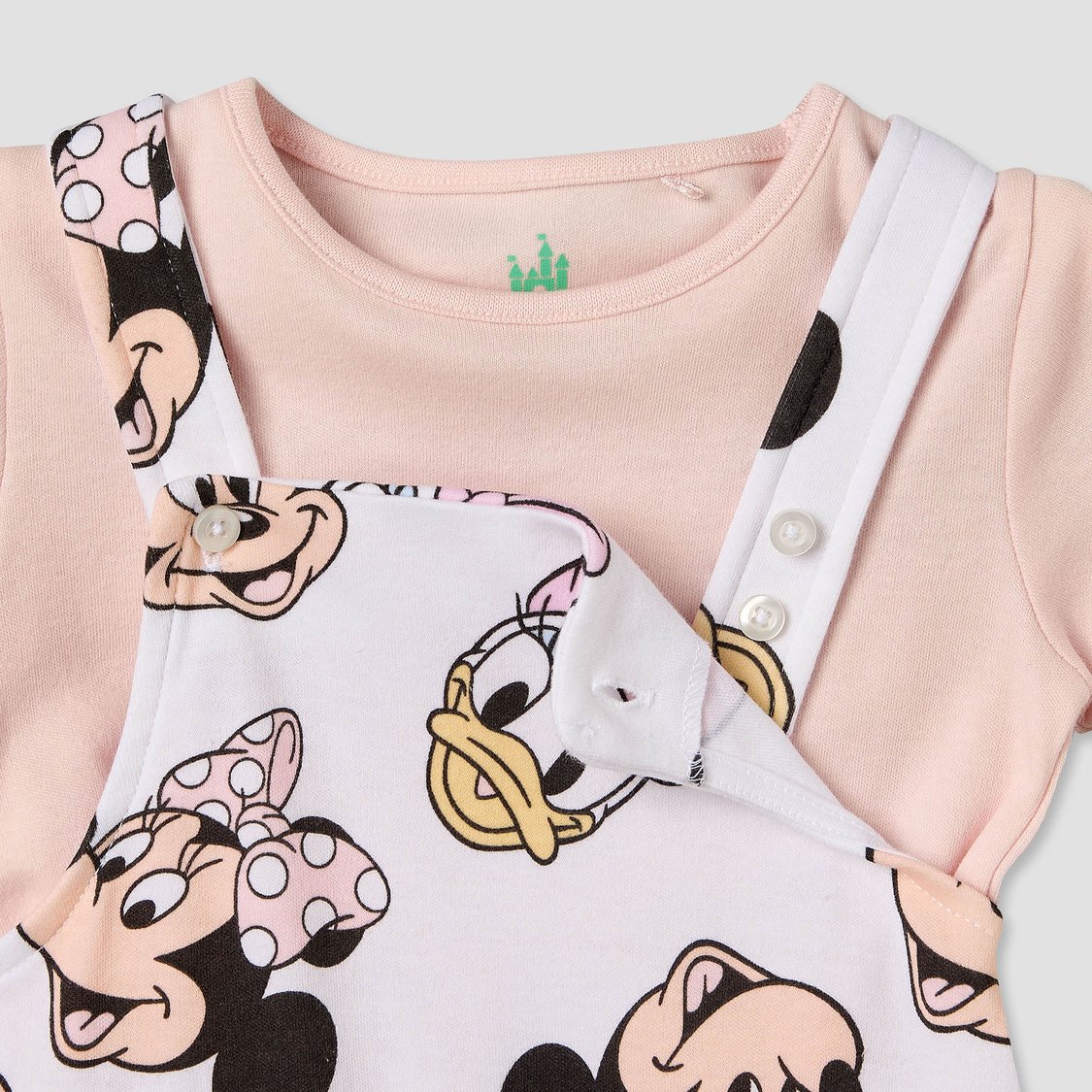 Juniors Minnie Mouse and Daisy Duck Print Dungarees with T-shirt Set