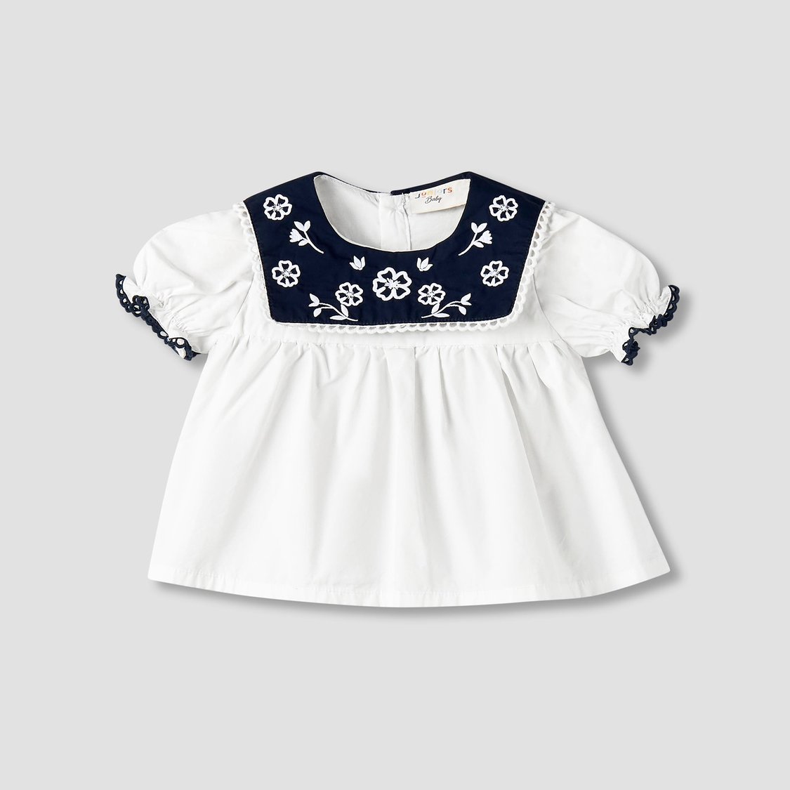 Juniors Floral Embroidered Top and Wide Leg Pants