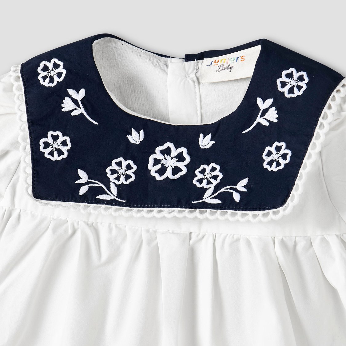 Juniors Floral Embroidered Top and Wide Leg Pants