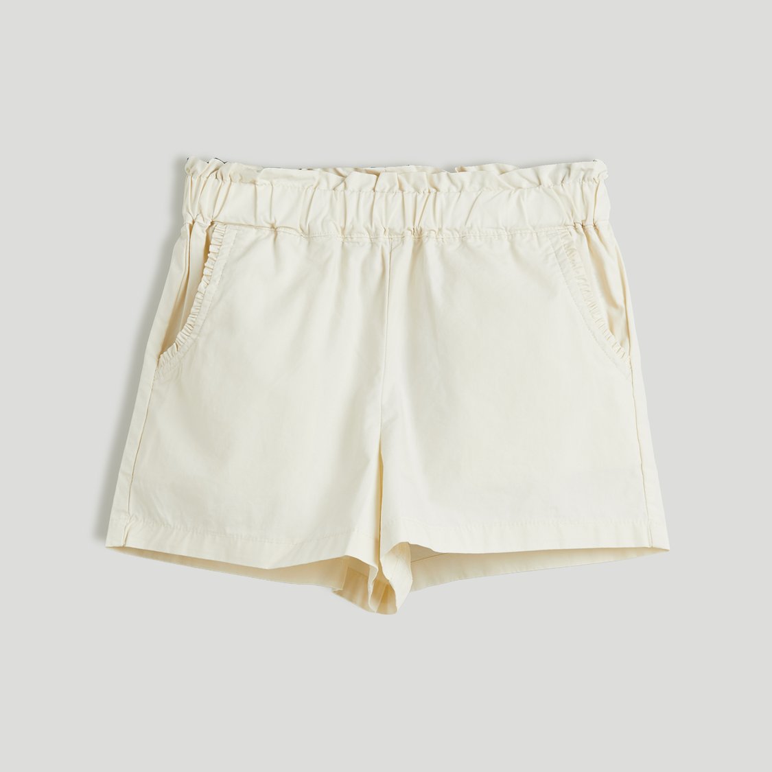 Juniors Solid Paperbag Waist Shorts