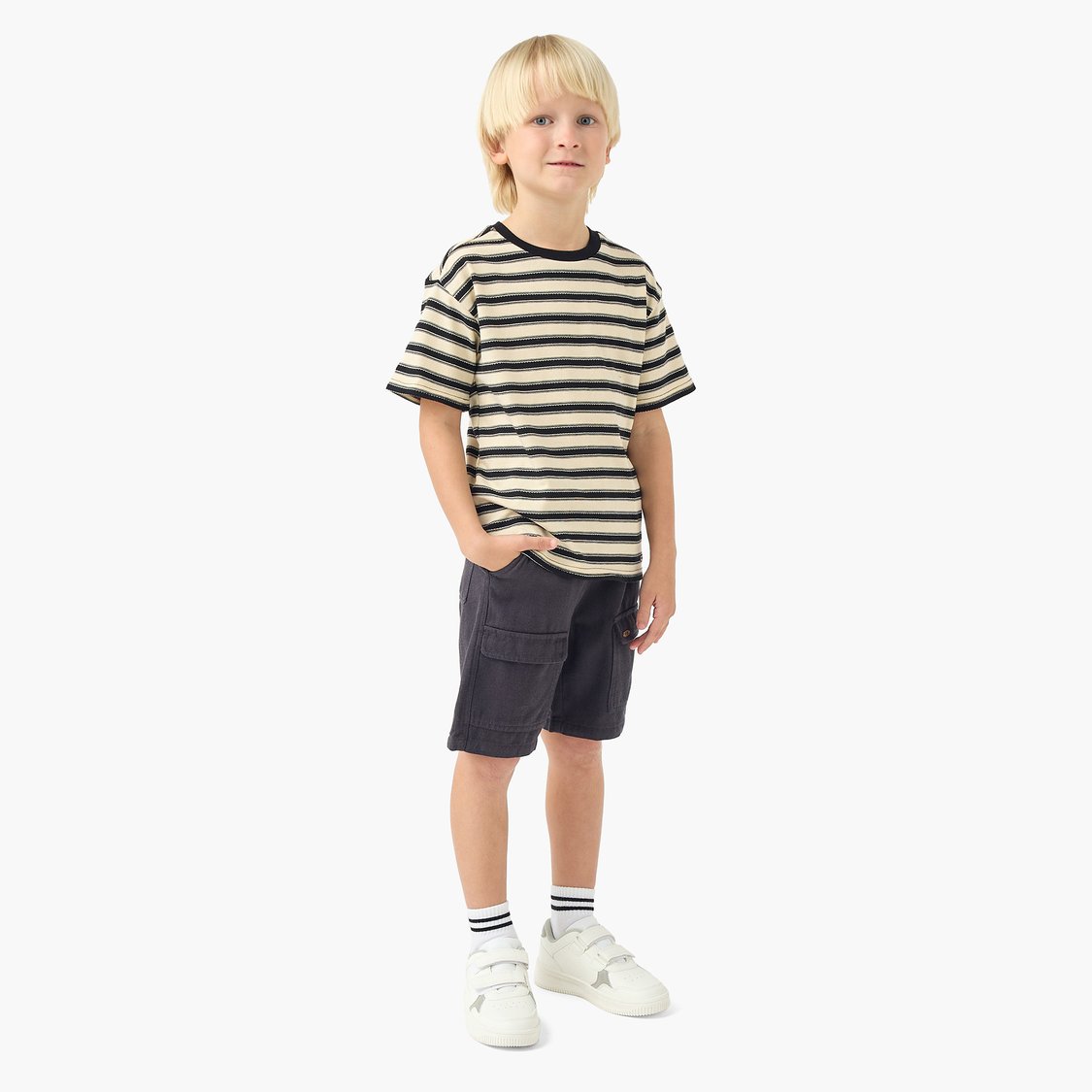 Eligo Solid Drawstring Waist Cargo Shorts