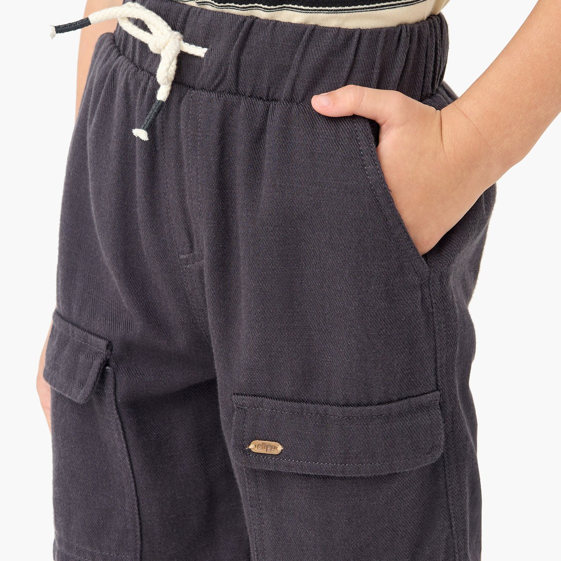 Eligo Solid Drawstring Waist Cargo Shorts