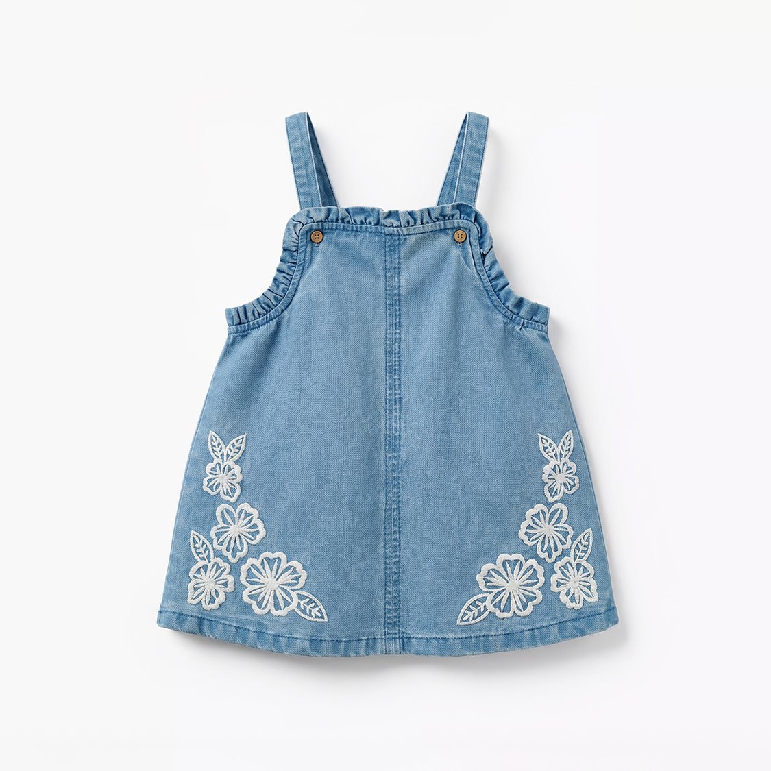 Juniors Floral Embroidered Pinafore Dress