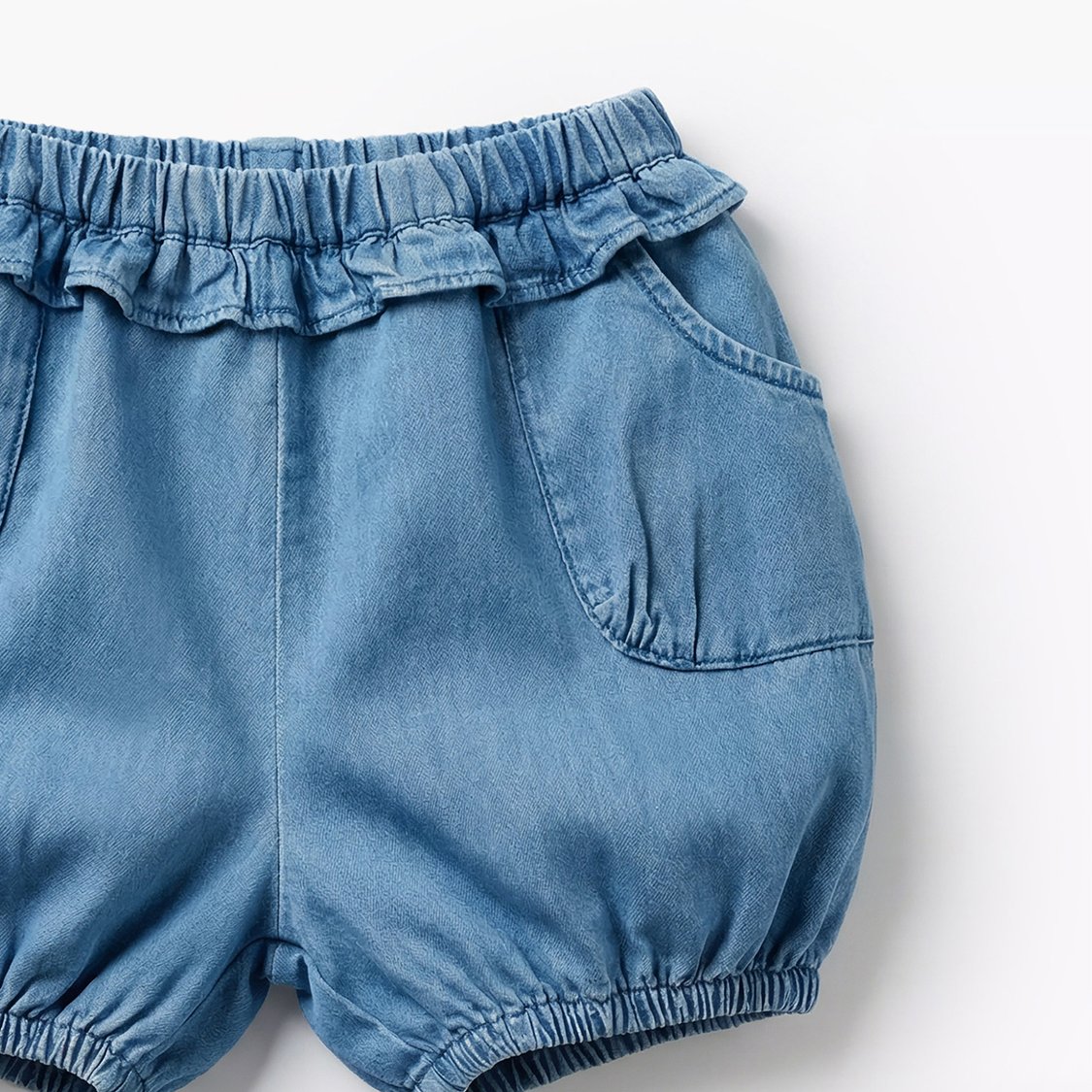 Juniors Ruffle Detail Elasticated Denim Shorts