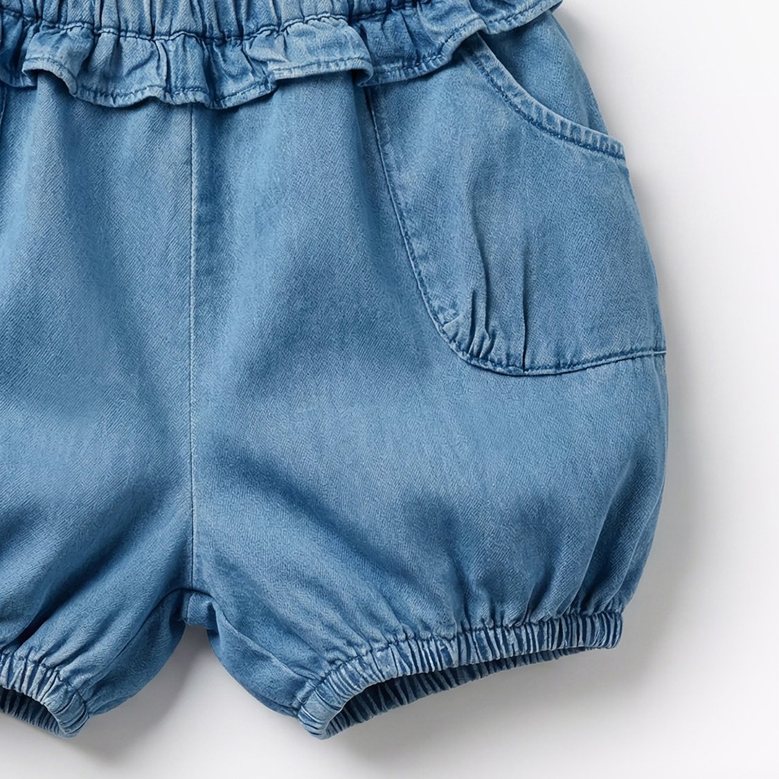 Juniors Ruffle Detail Elasticated Denim Shorts