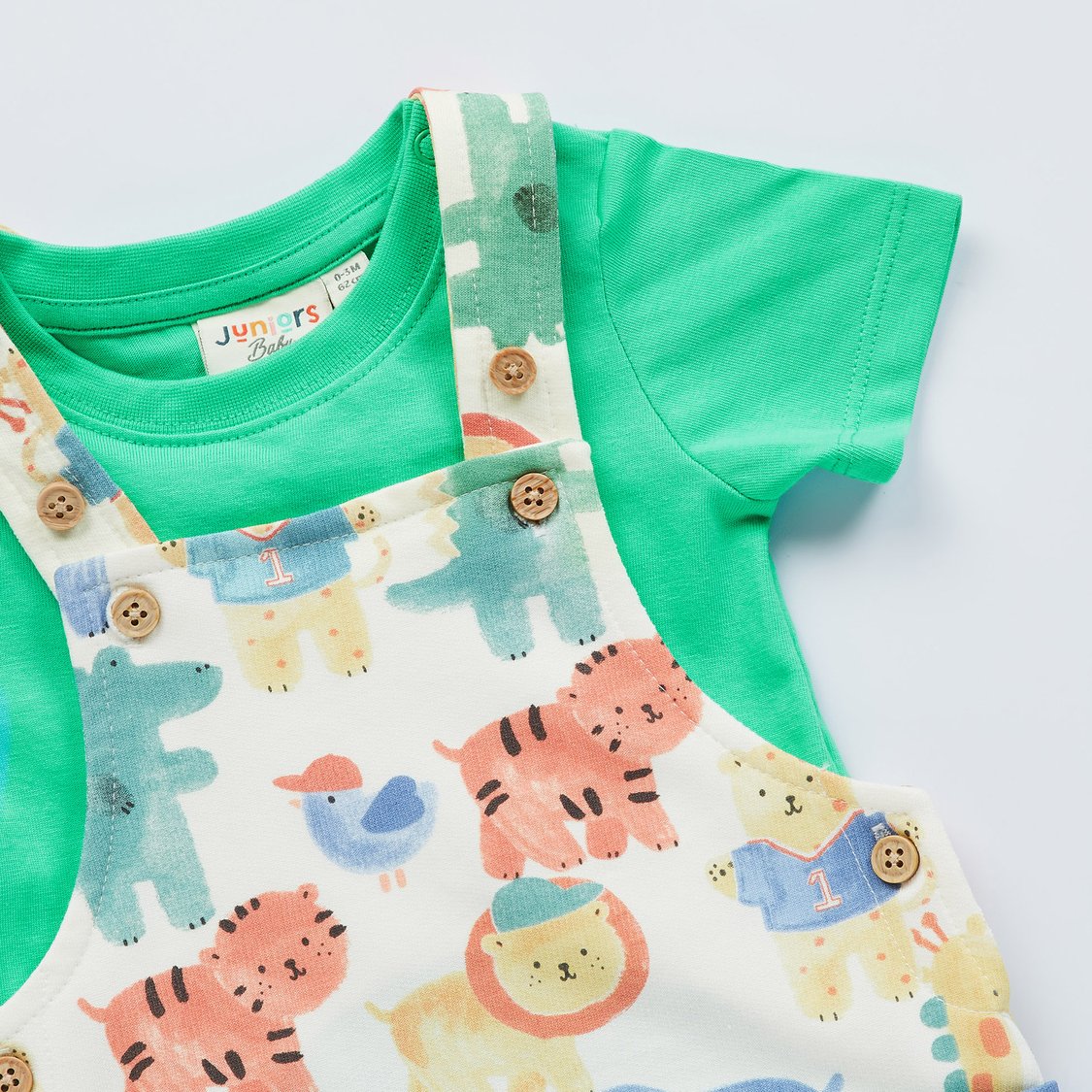 Juniors Printed Dungaree with T-shirt Set