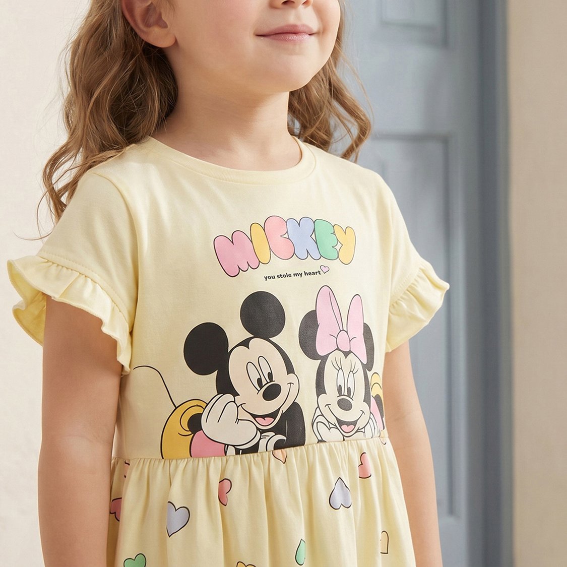 Juniors Mickey and Minnie Mouse Print A-line Dress