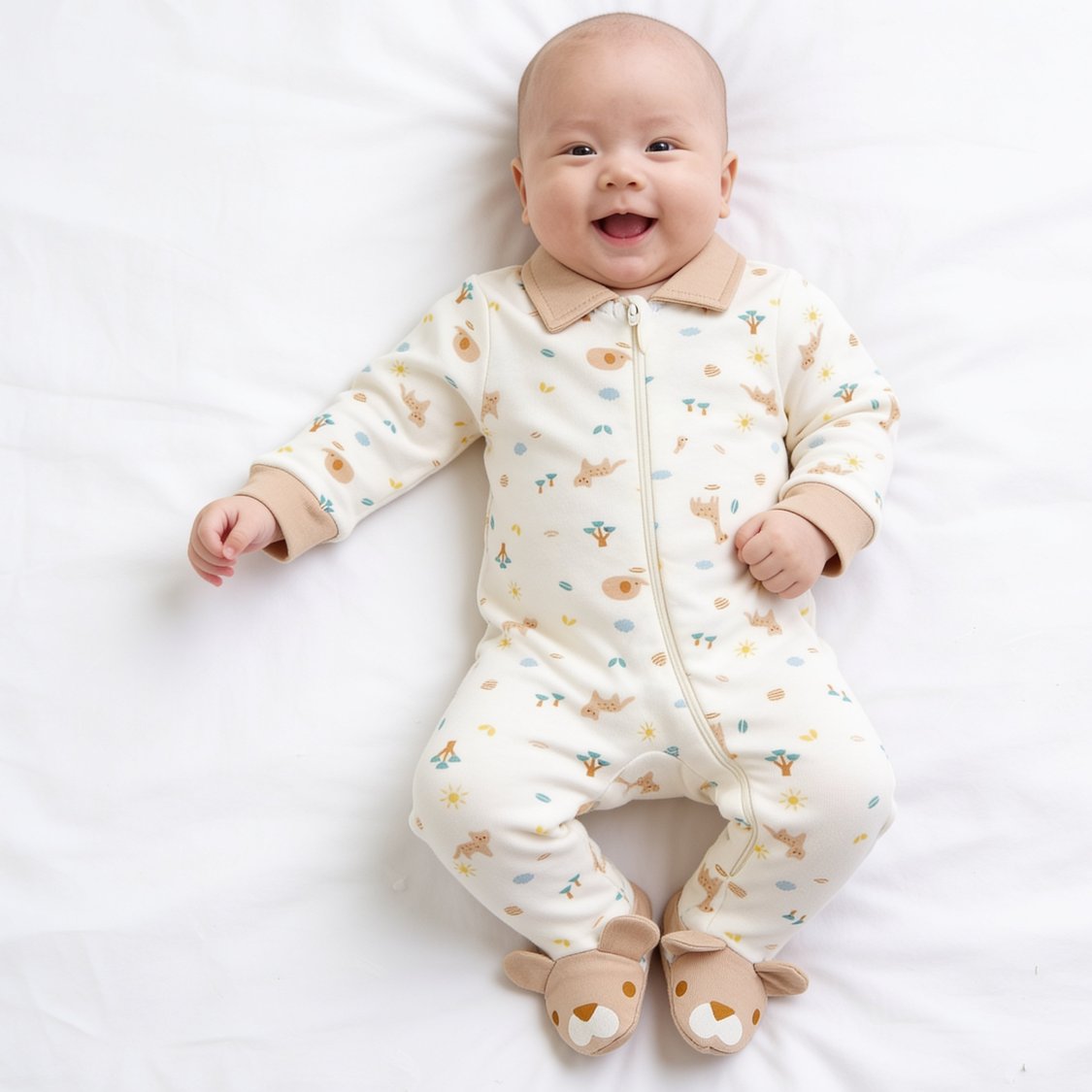 Juniors Printed Zipper Detail Sleepsuit