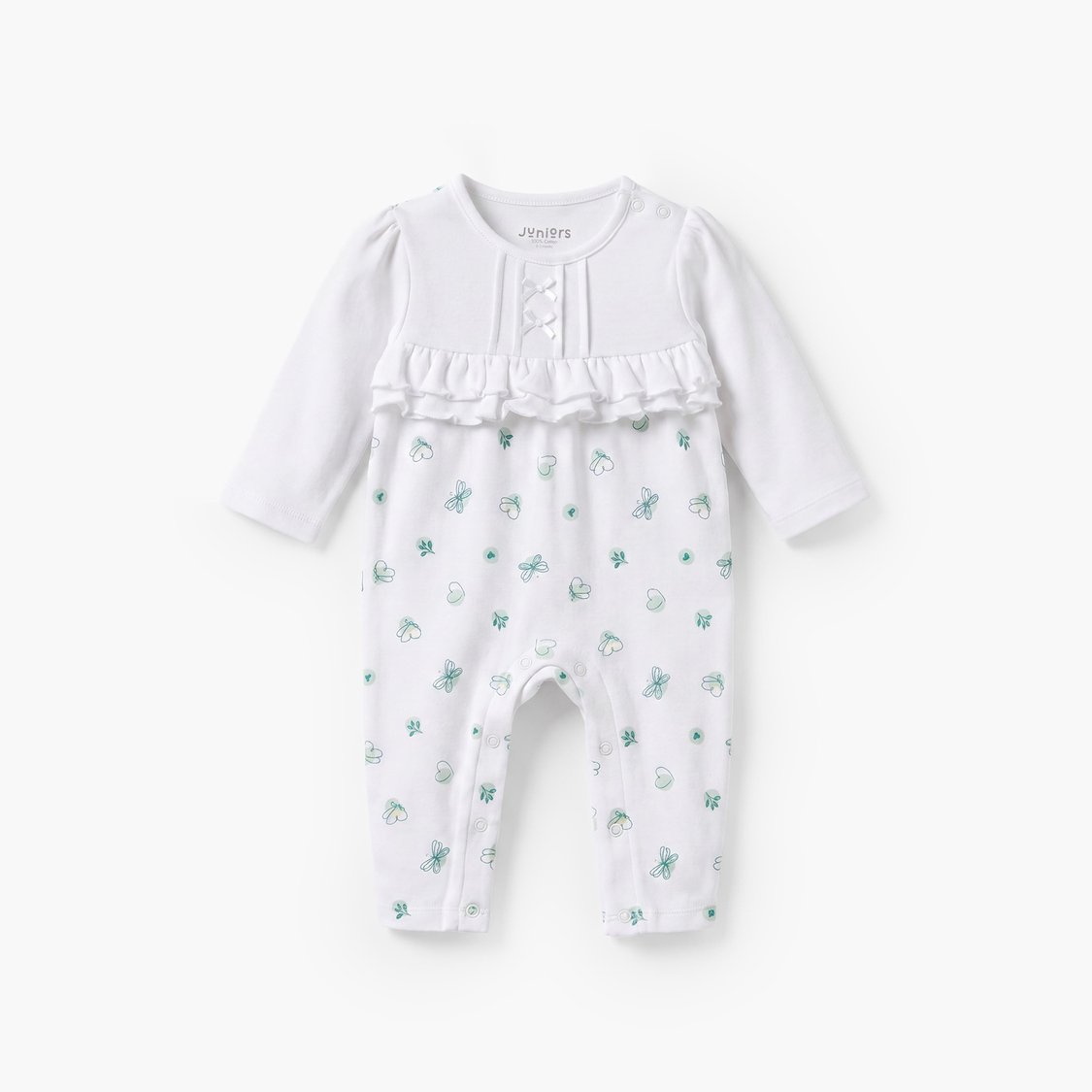 Juniors Printed Sleepsuit with Ruffle Detail