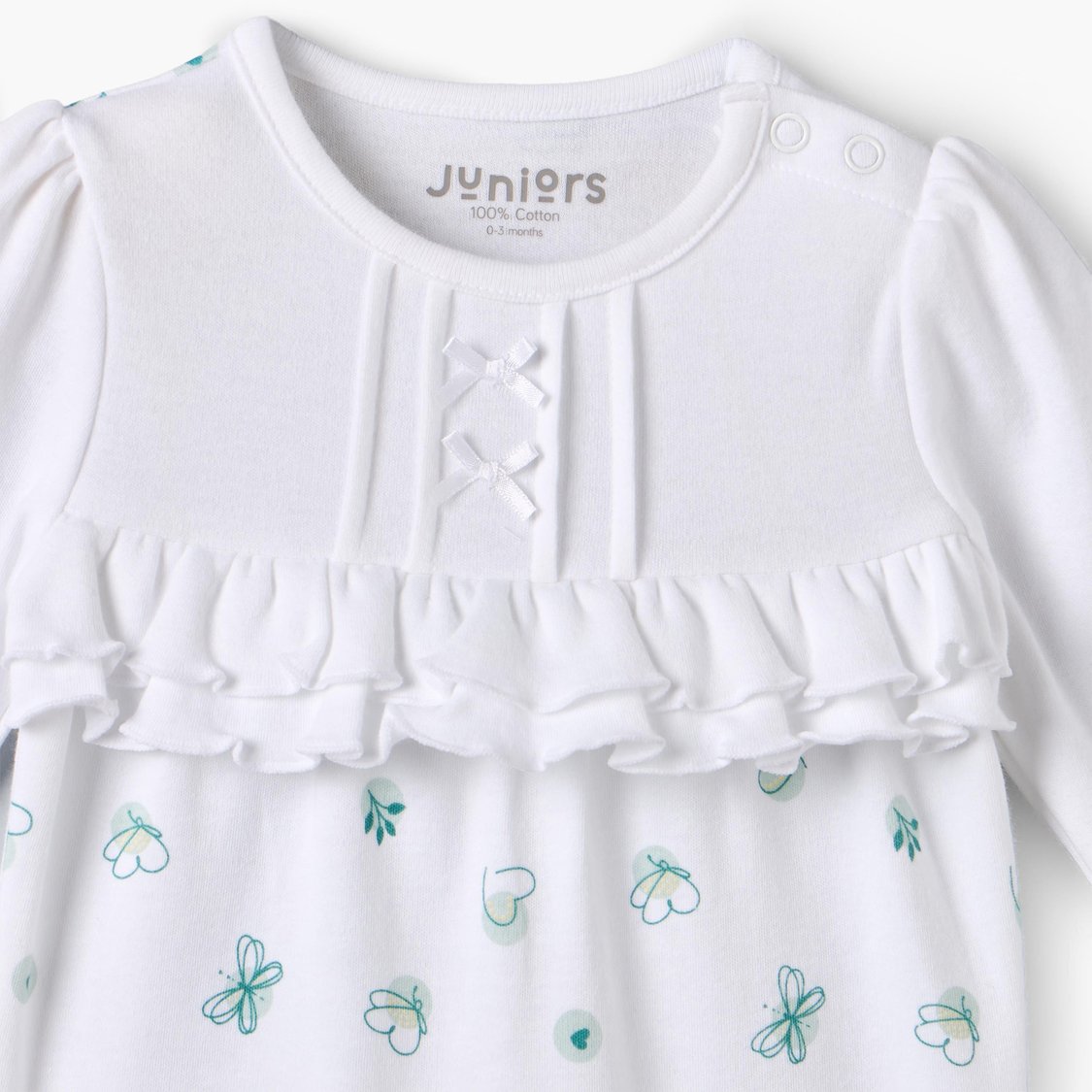 Juniors Printed Sleepsuit with Ruffle Detail