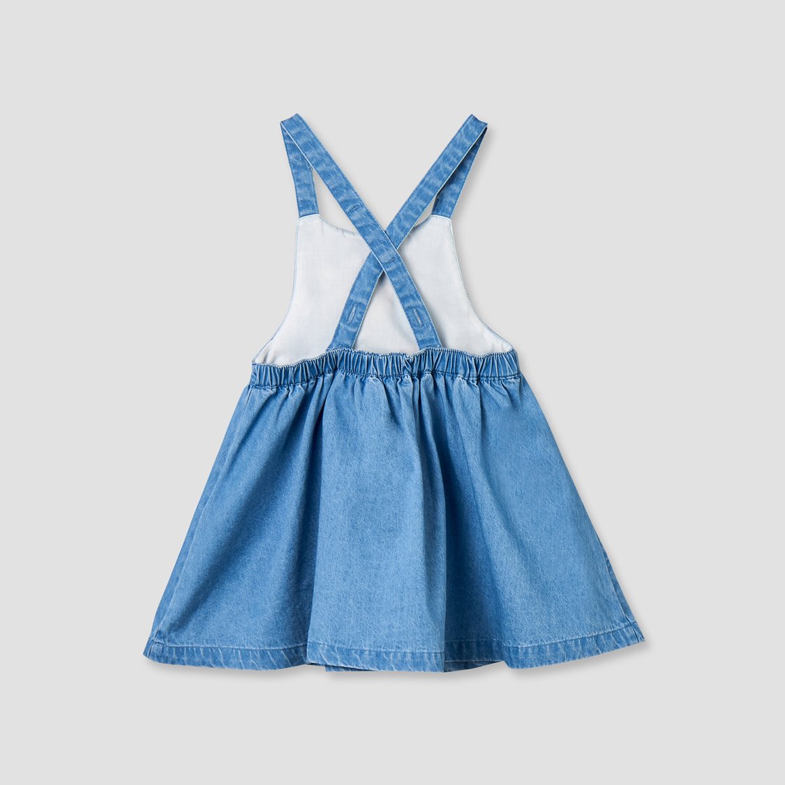 Juniors Marie Embroidery Denim Pinafore Dress and Top