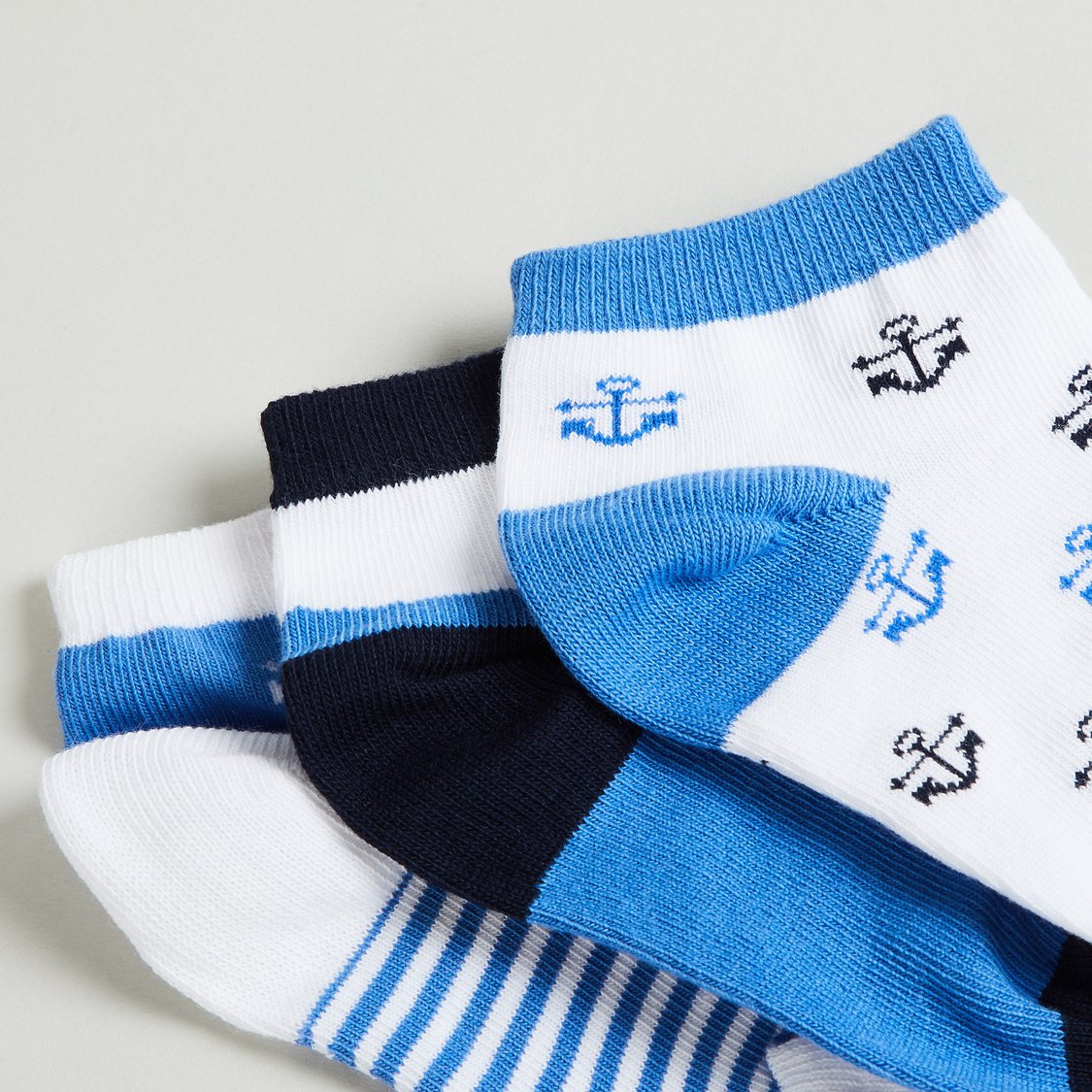 Juniors Nautical Print Ankle Length Socks - Pack of 3
