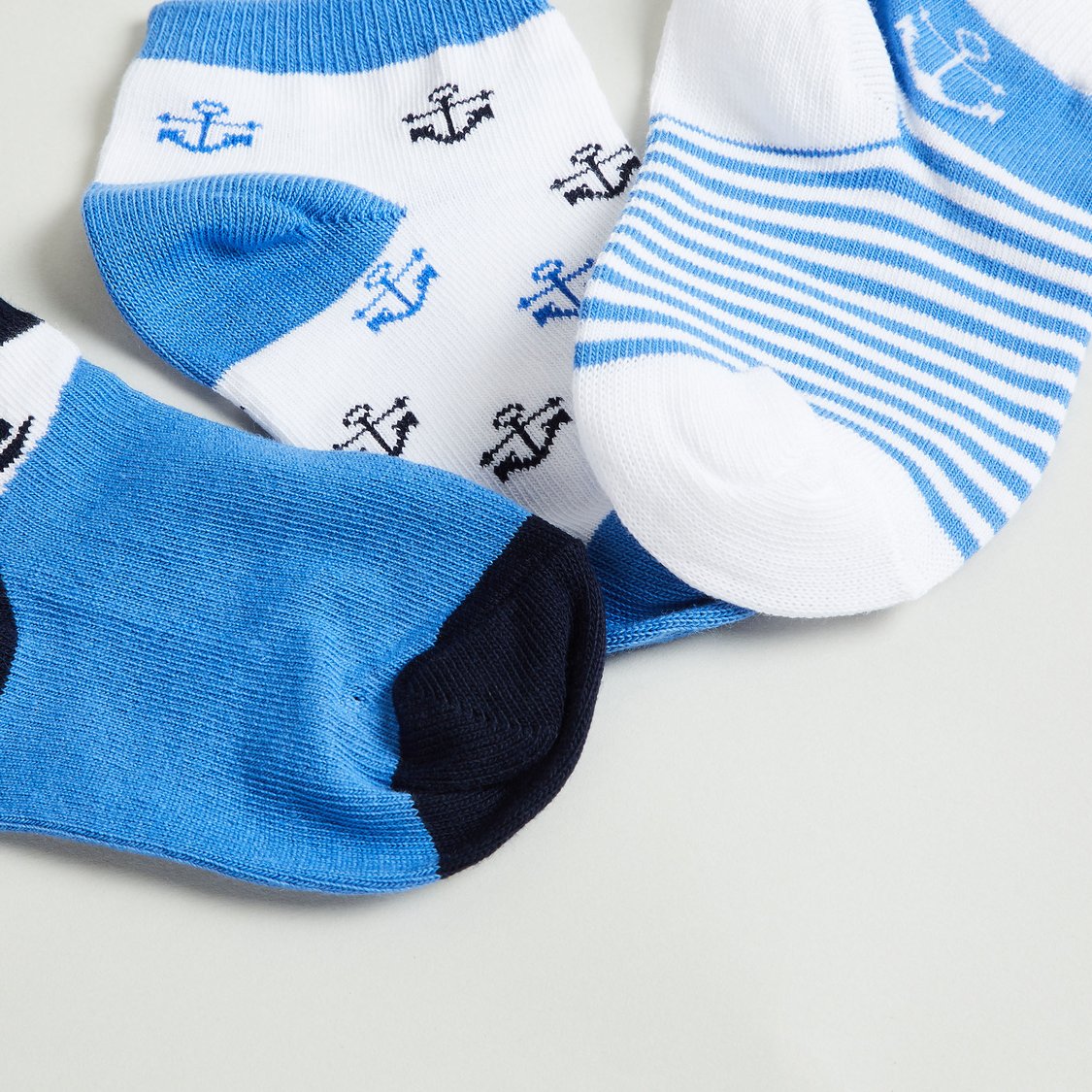 Juniors Nautical Print Ankle Length Socks - Pack of 3