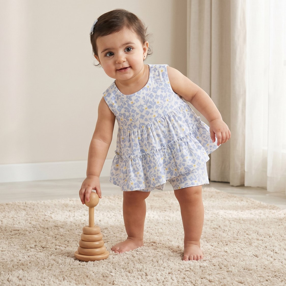 Juniors Floral Print Top and Shorts Set
