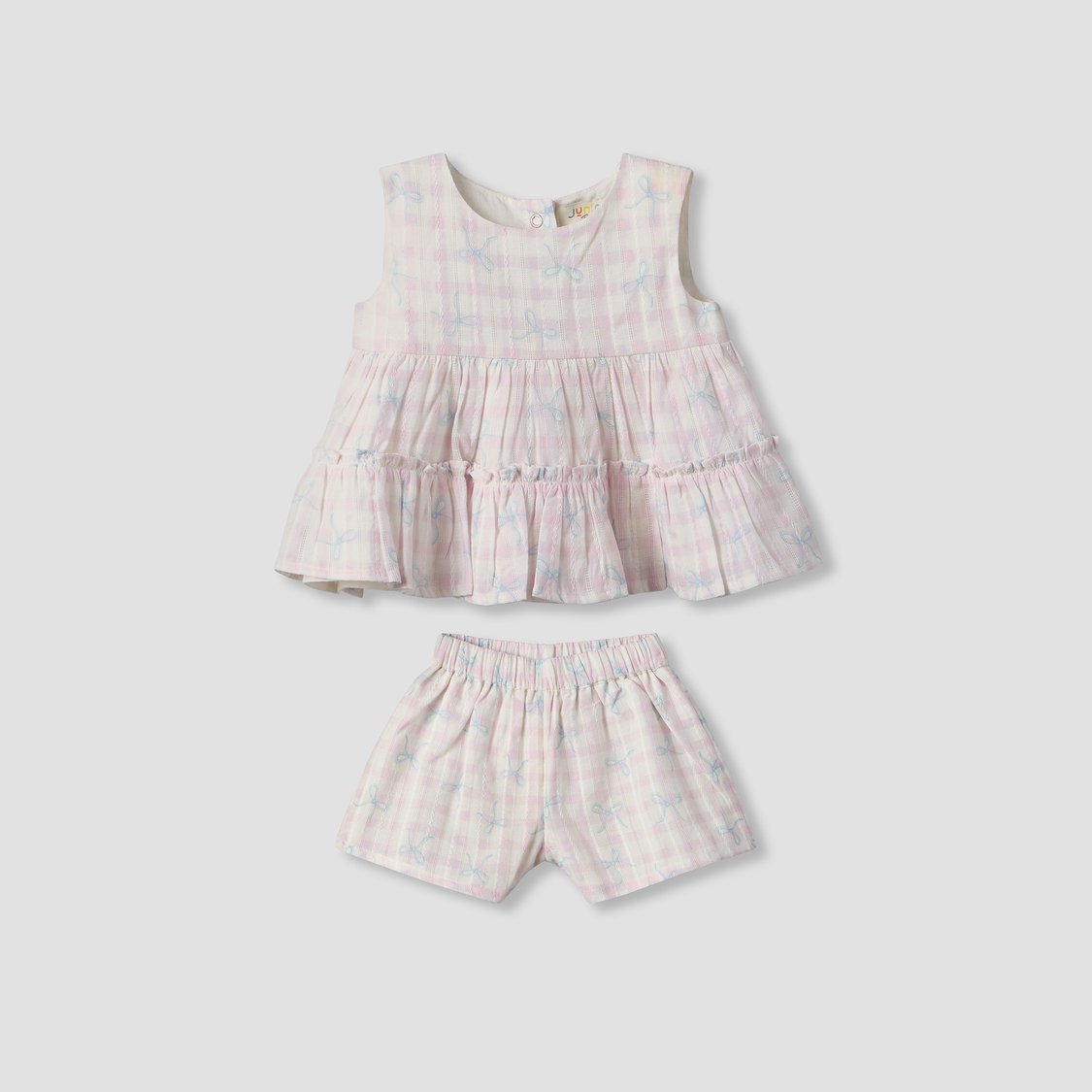 Juniors Bow Print Top and Shorts Set