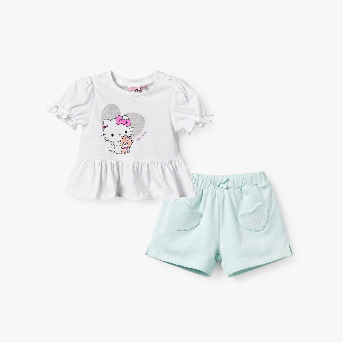 Juniors Hello Kitty Print Top and Shorts Set
