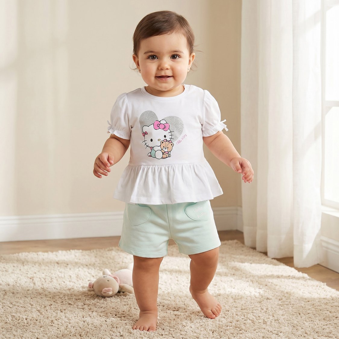 Juniors Hello Kitty Print Top and Shorts Set