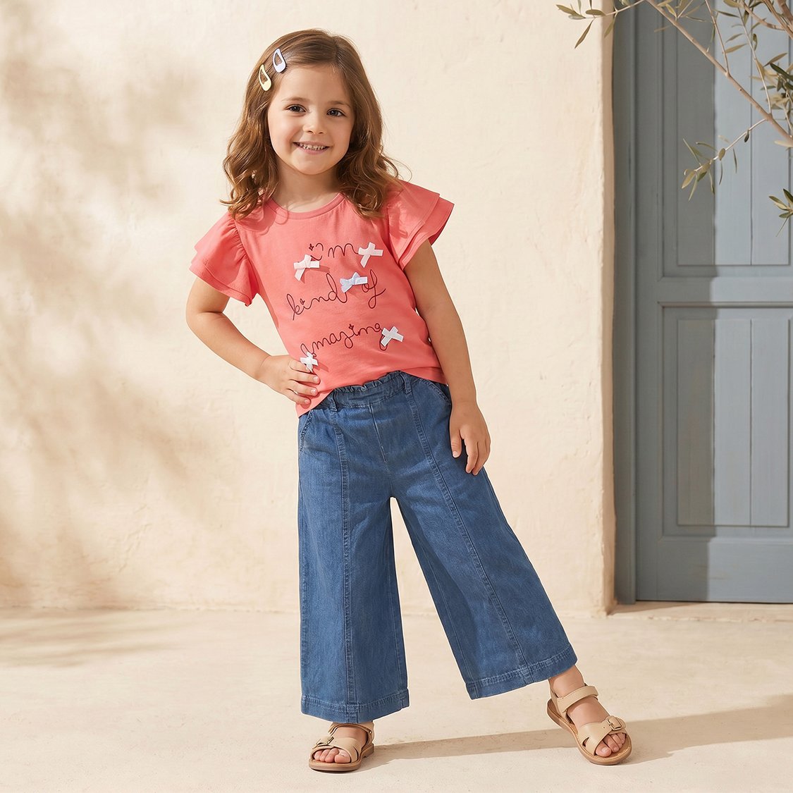 Juniors Bow Accents Top