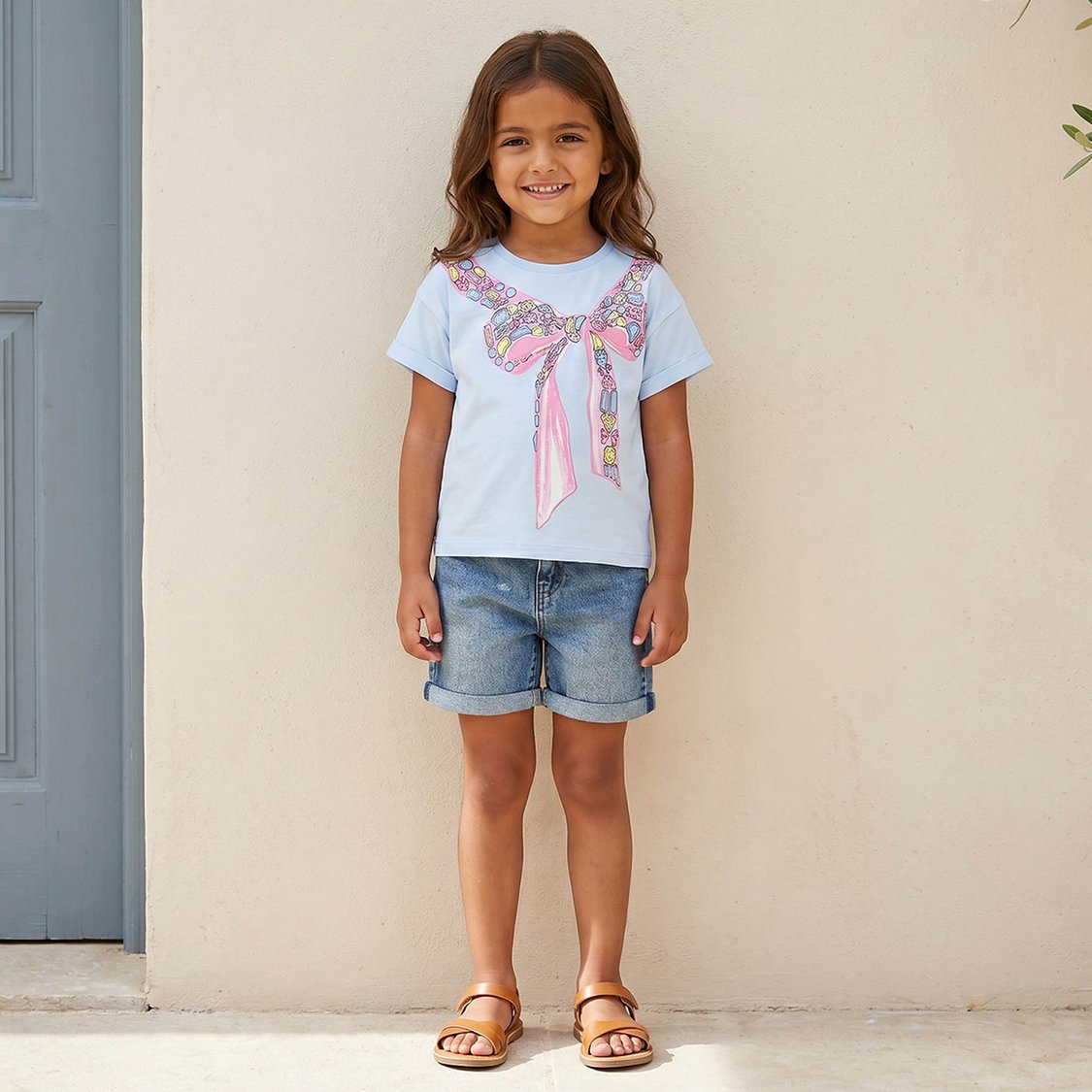 Juniors Bow Print T-shirt
