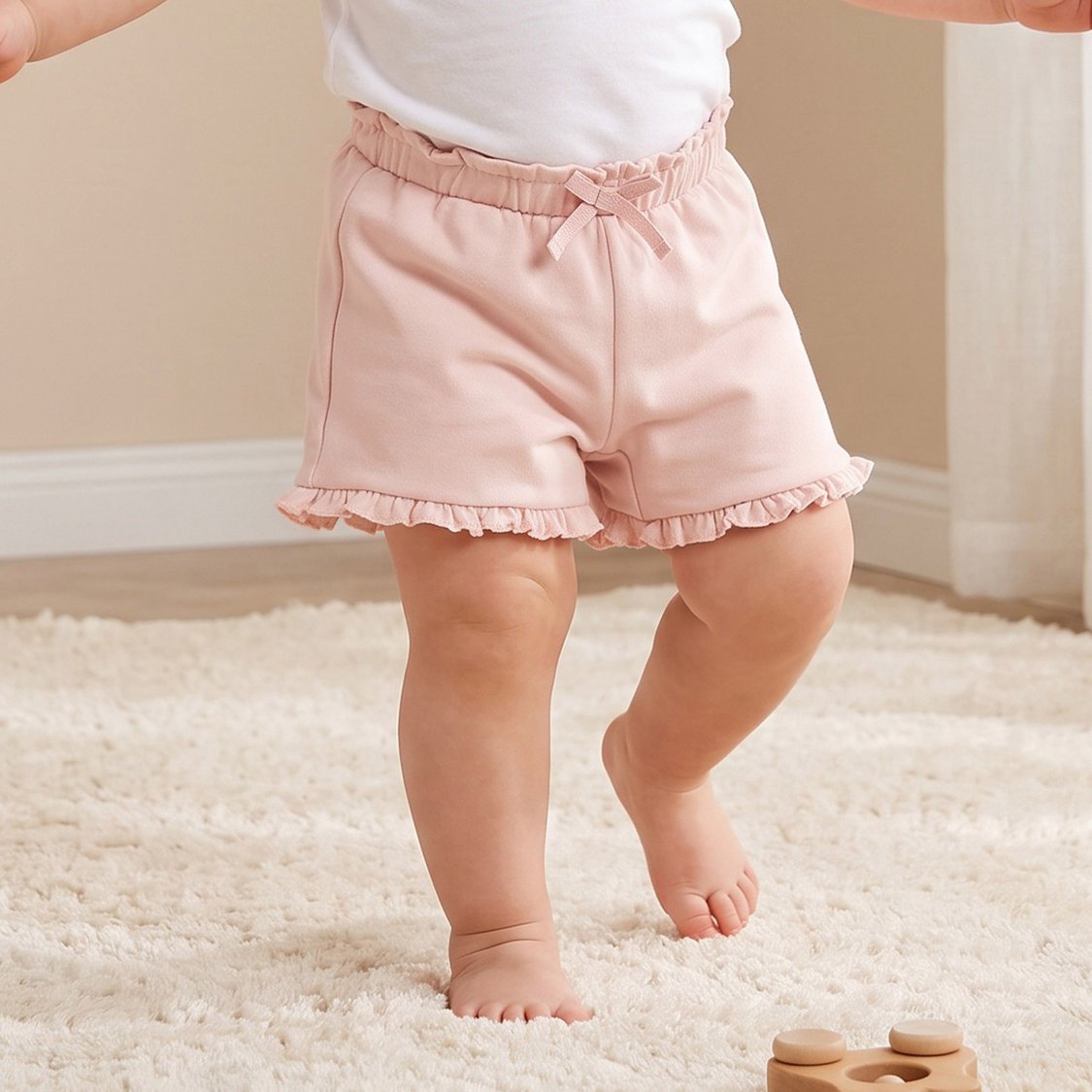 Juniors Solid Shorts with Ruffle Detail