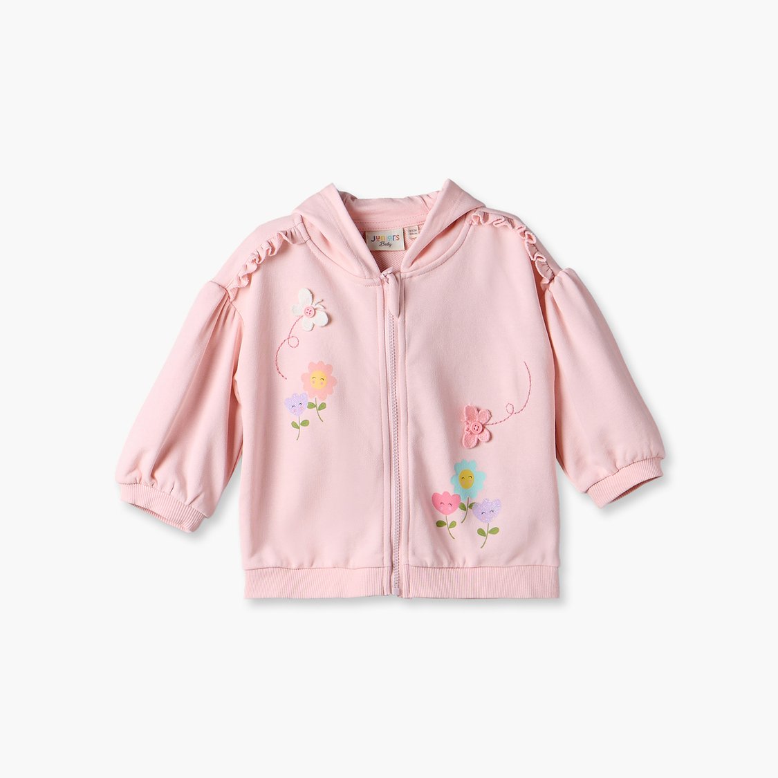 Juniors Floral Print Zip-Up Hoodie