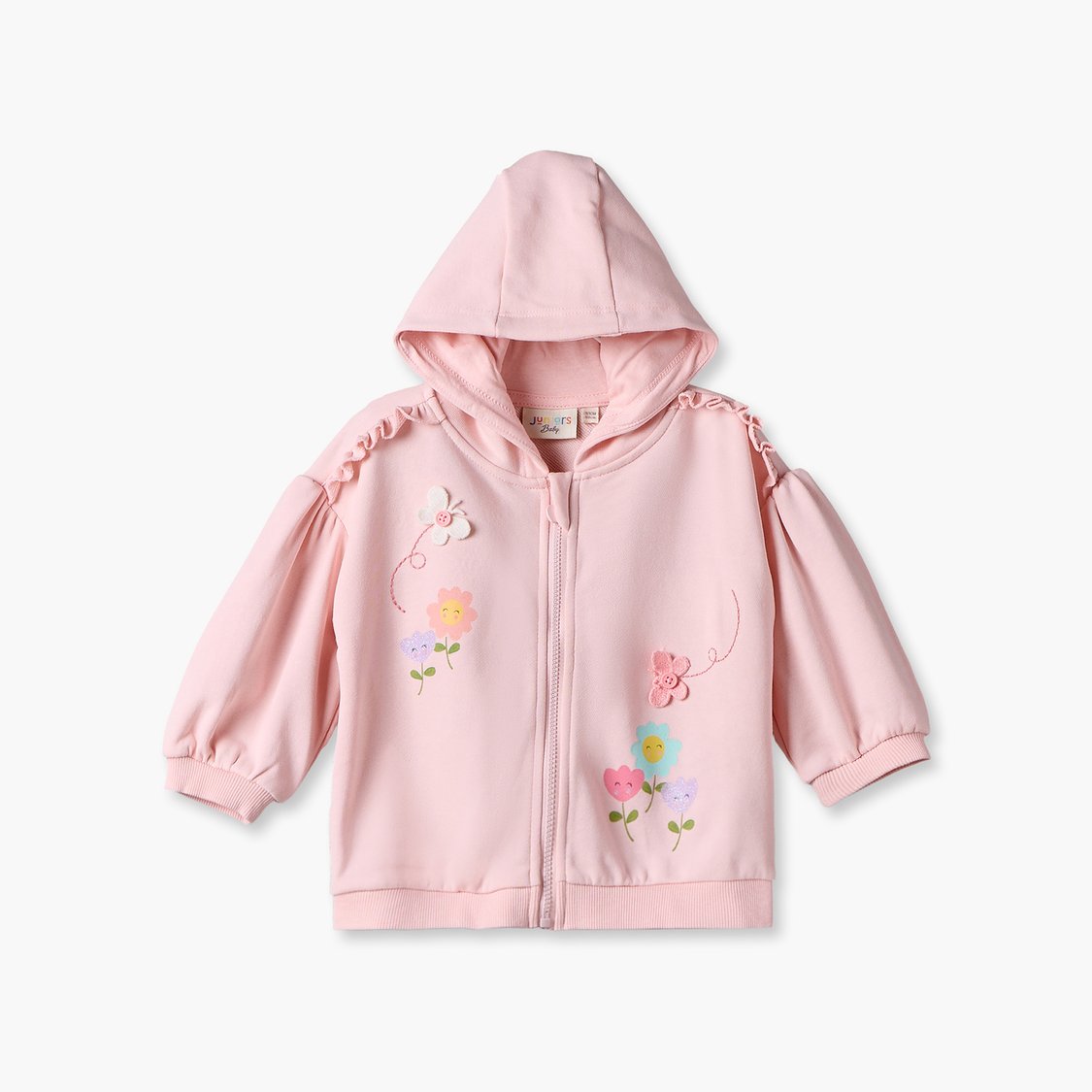 Juniors Floral Print Zip-Up Hoodie