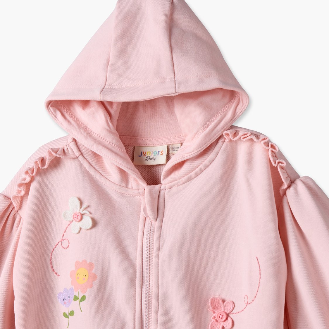 Juniors Floral Print Zip-Up Hoodie