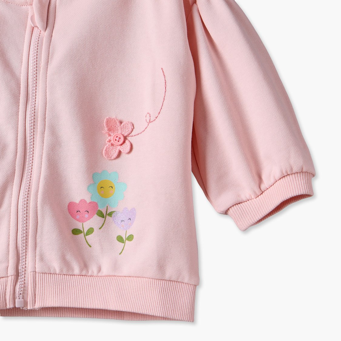 Juniors Floral Print Zip-Up Hoodie