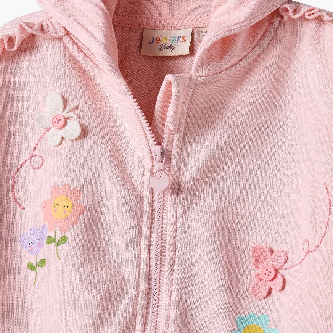 Juniors Floral Print Zip-Up Hoodie