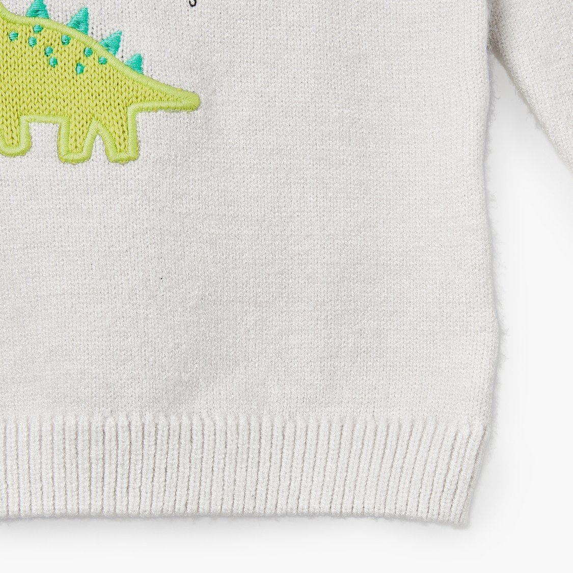 Juniors Dinosaur Embroidered Sweater