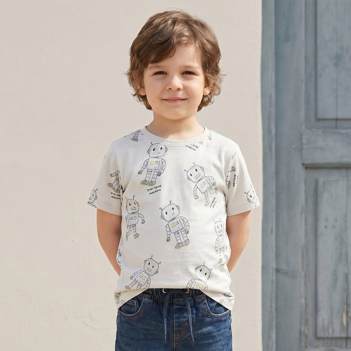 Juniors Robot Print T-shirt