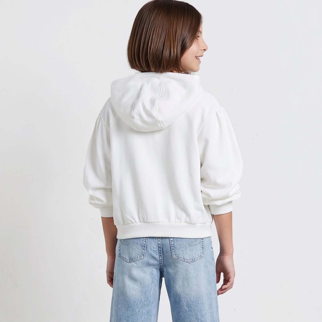 Juniors Solid Zip-Up Hoodie