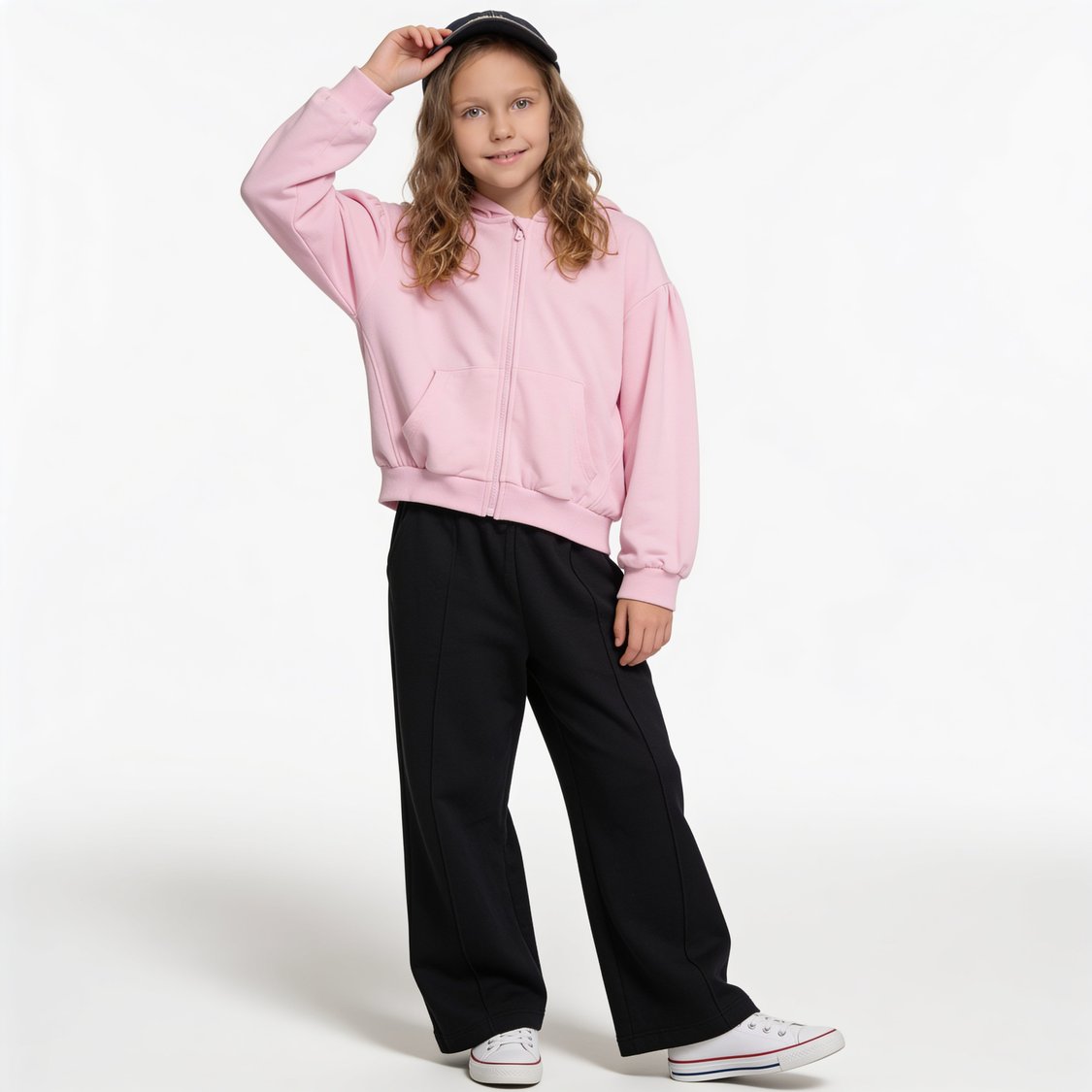 Juniors Solid Zip-Up Hoodie