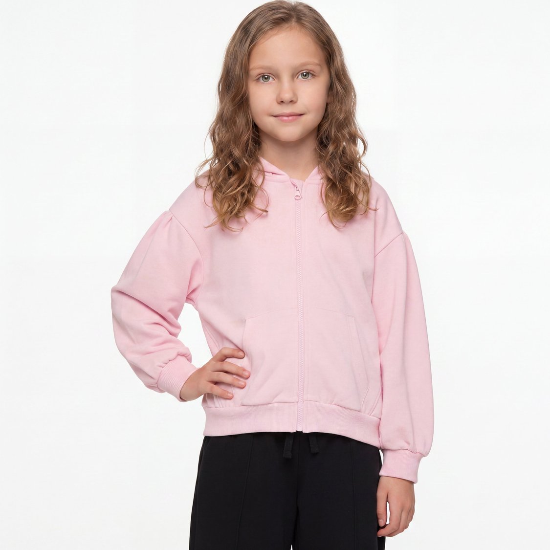 Juniors Solid Zip-Up Hoodie