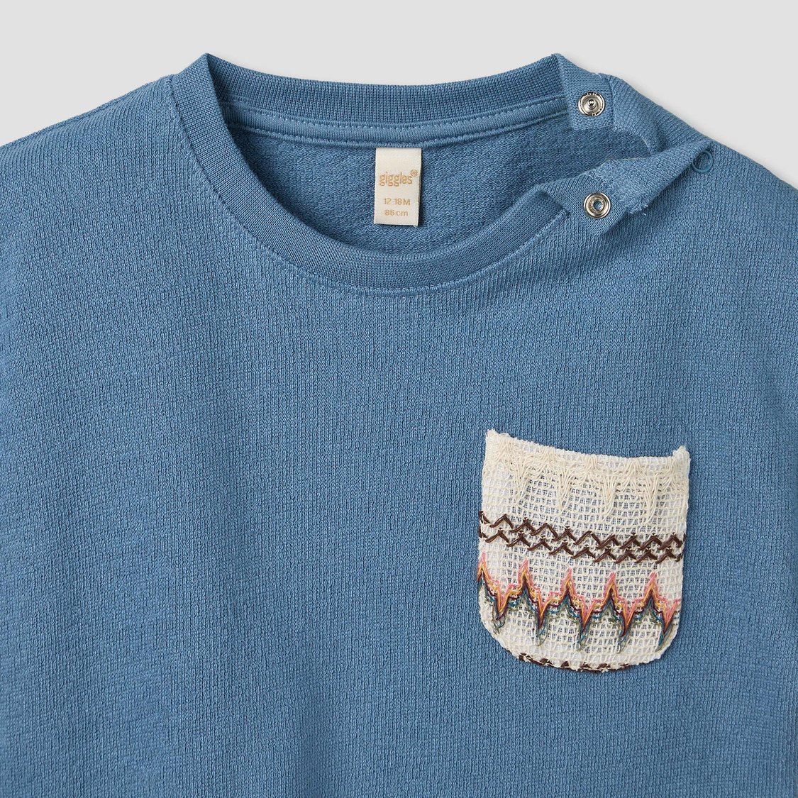 Giggles Solid T-shirt with Embroidered Pocket
