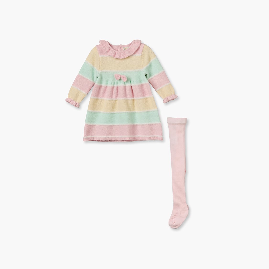 Juniors Striped A-line Dress with Tights